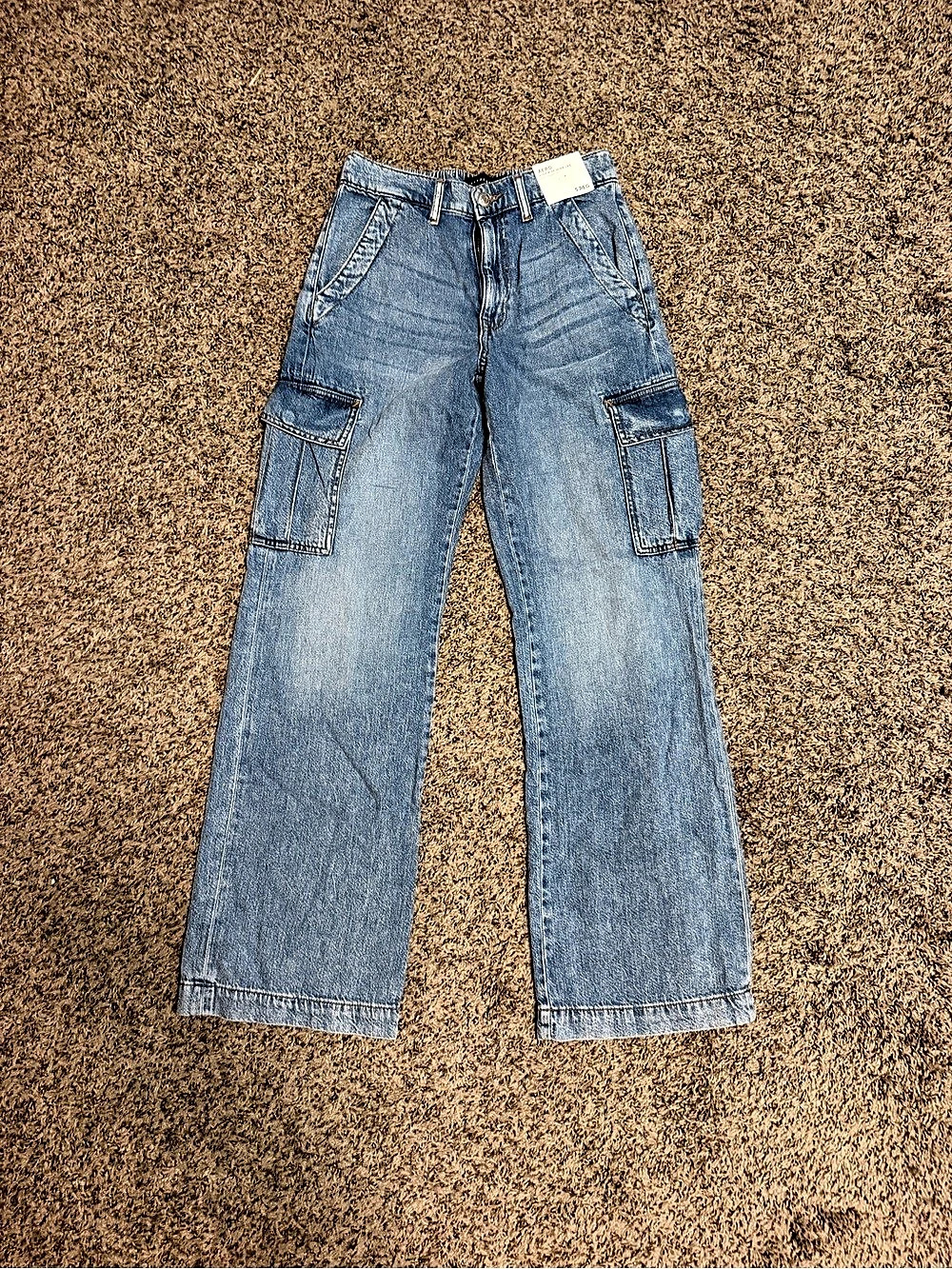Aeropostale High Rise Wide Leg Cargo Jeans in Blue Size Small NWT